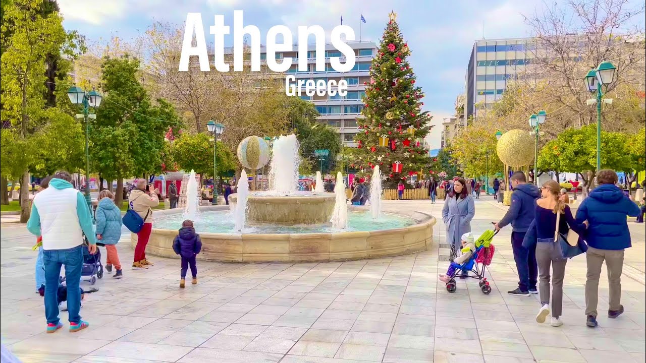 Athens Greece 🇬🇷 - December 2021 Christmas Walk 🎄 - 4k-hdr Walking Tour (▶2hours)