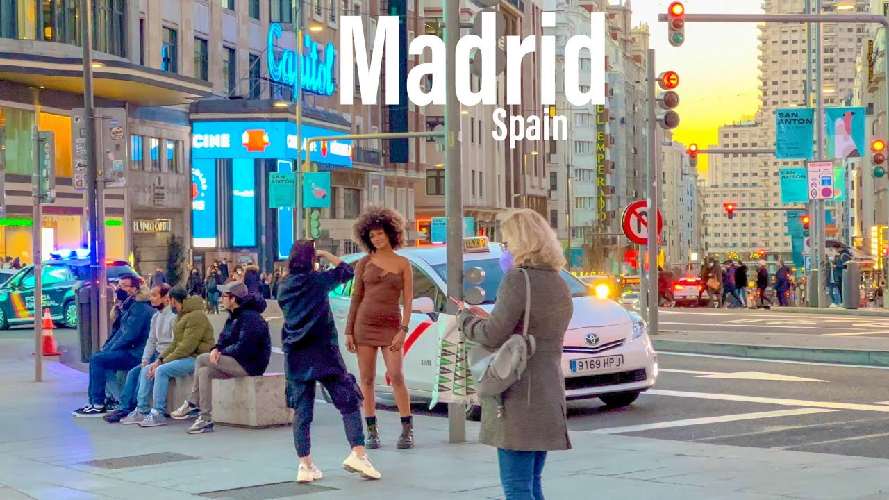 Madrid Spain 🇪🇸 -  Evening Walk January 2022 - 4k 60fps -hdr Walking Tour (▶155min)
