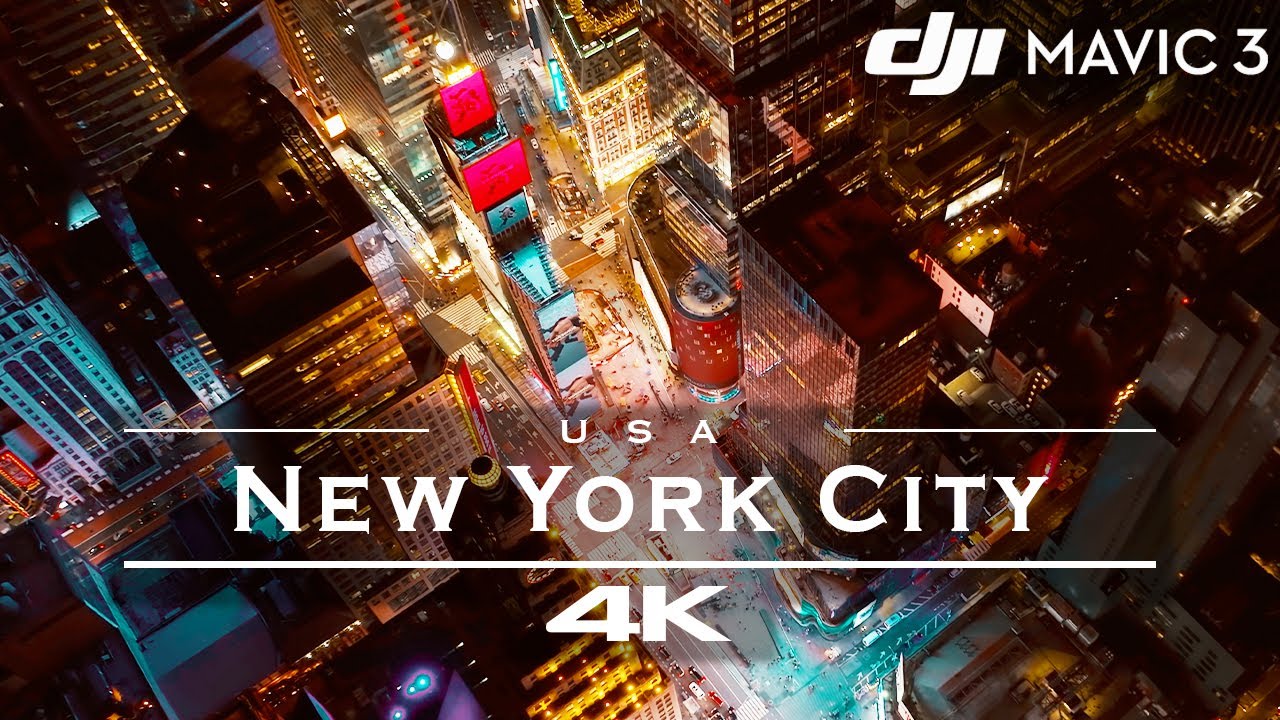 New York City : Nyc : At Night : Usa 🇺🇸 - By Drone / Dji Mavic 3 [4k]